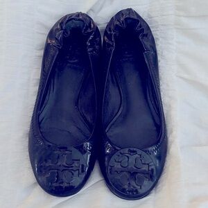 Tory Burch Patent Black Flats